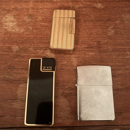 Zippo, S.T. Dupont Ligne and Windmill PC-8500 lighters used, set of 3