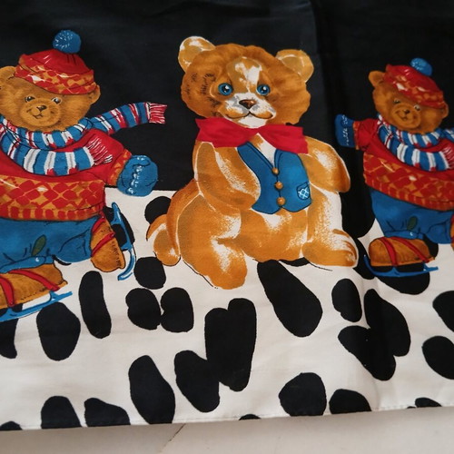 Vintage large scarf with teddy bears and animal print, new