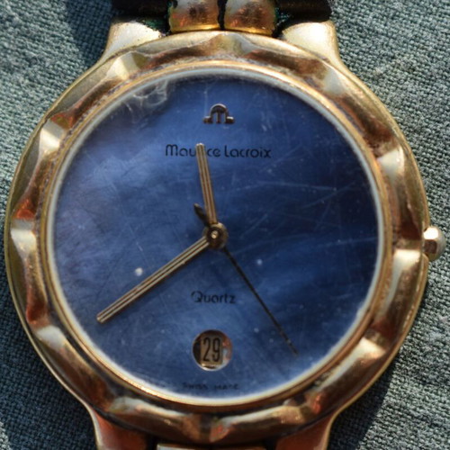 Maurice Lacroix watch used, vintage 70s, blue
