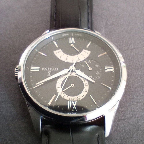Festina Retrogade men's watch new, black and silver
