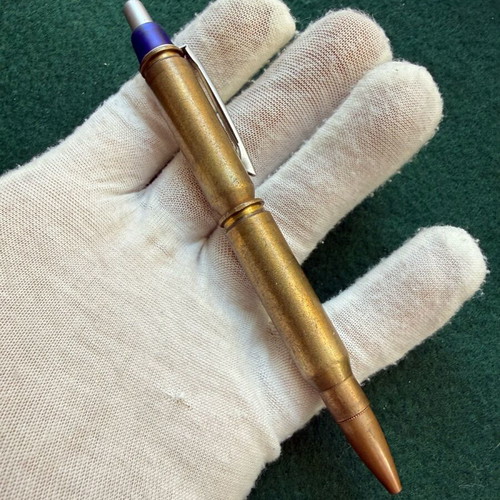 Bullet Pen used, brass military style