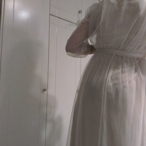 Midi tulle dress like new, beige, size M