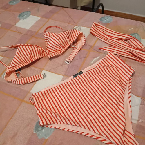 Red swimsuit S/M new with high briefs and belt