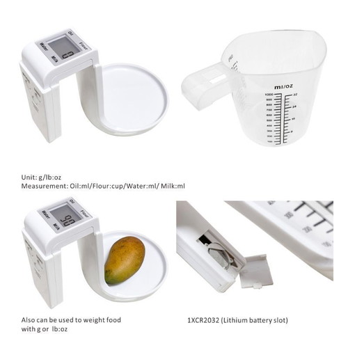 Digital kitchen scale with measuring cup white new