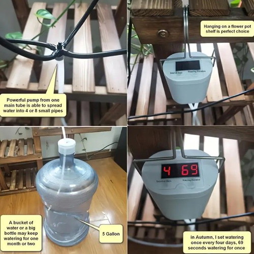 Rechargeable automatic watering set with USB and 3000mAh battery new