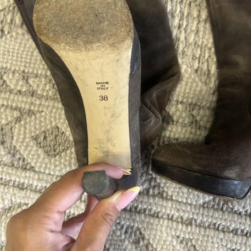 Leather suede boots over the knee size 38 like new, brown and blue
