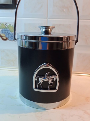 Vintage ice bucket with leather cover