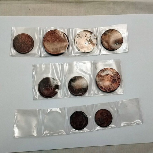Russian collection of old coins used, 9 pieces (1764-1859)
