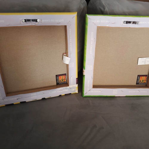 Bizart canvas art set of 2 happy cows 35x35 cm like new
