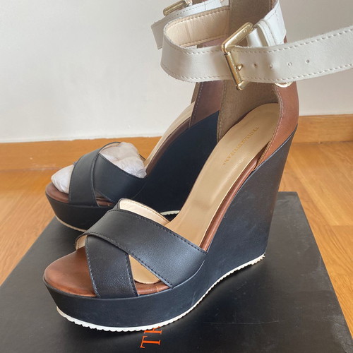Trussardi Jeans platform shoes new, black and tan, size 38