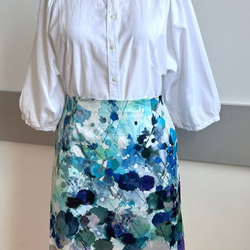 Dexter set colorful skirt and linen HM shirt like new