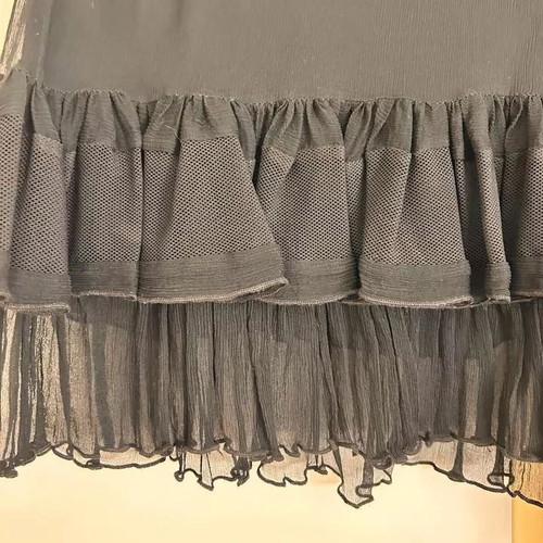 Byblos mini skirt black ruffle used, vintage, silk