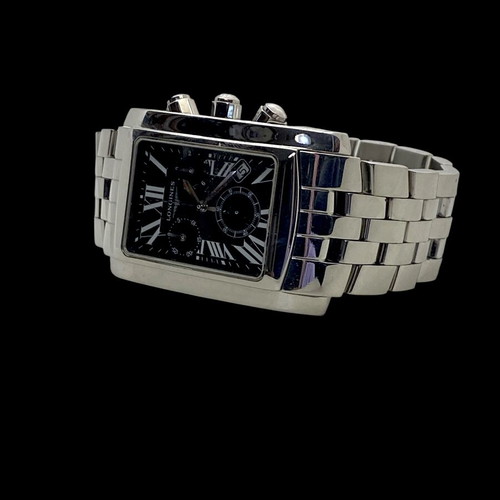 Longines χρονογράφος ανδρικός ατσάλινος σαν καινούργιος, μαύρο και ασημί