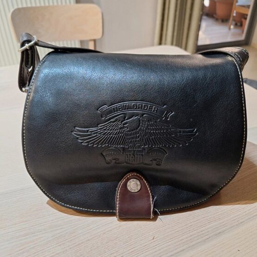 KEM Harley Davidson leather shoulder bag, black, spacious