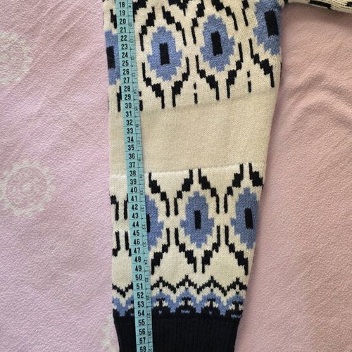 Wool cashmere pullover new, white and blue, size L-XL