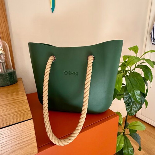 O bag green tote bag with interchangeable handles like new