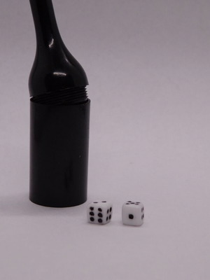 Mini dice game in travel-size bottle case