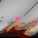  Pip-toe exe πλατφόρμες, λουστρίνι, μπεζ-φούξια, barbie core
