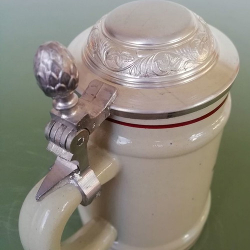 Ceramic beer mug Austria new with metal lid