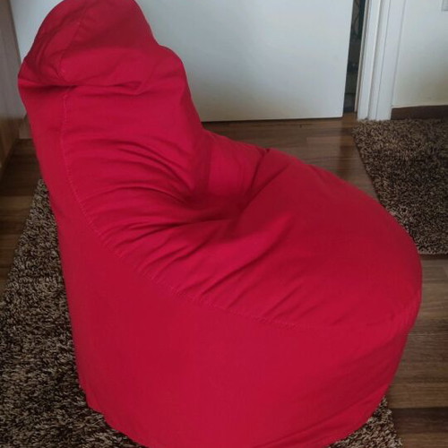Pouf red fabric like new with removable cover