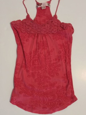 Bershka women's sleeveless blouse new, red with floral and knitted design