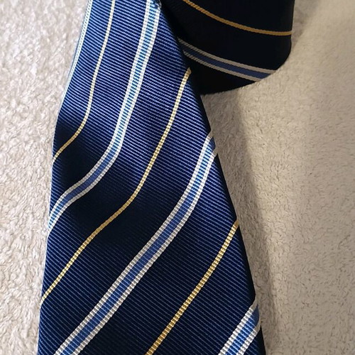 Emilio Corali men's tie dark blue striped 100% silk like new