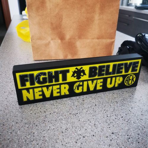 AEK LED Lightbox Fight Believe Never Give Up handmade