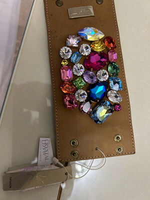 Leather bracelet new with crystals