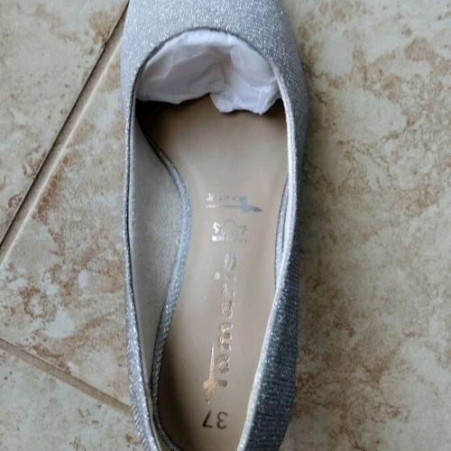 Tamaris pumps new, silver, size 37, 6cm heel height