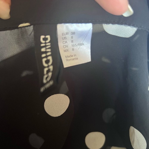 Black polka dot transparent shirt like new, very chic, size M/L