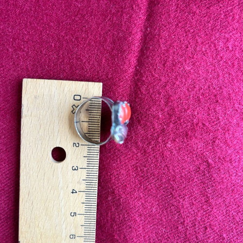 Vintage silver ring with natural coral like new