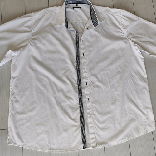 Vintage Gcm Miland men's shirt 5XL like new, white with checkered