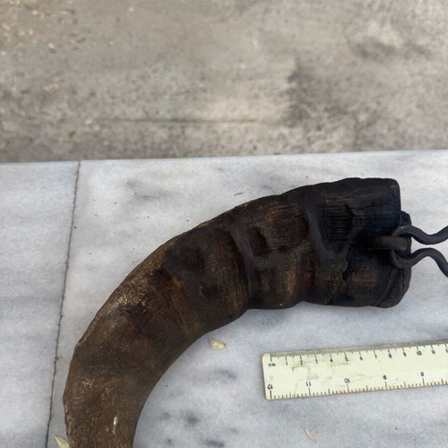 Transport container used, possibly for gunpowder, made of horn
