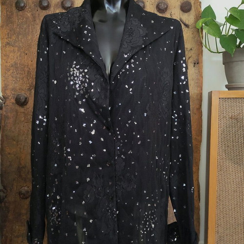 Vintage shirt-jacket with glam sequins like new, size L