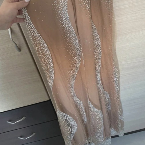 Handmade evening dress by Eirini Makkou, beige, size S/M