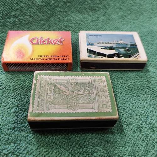 Greek matchboxes like new, set of three