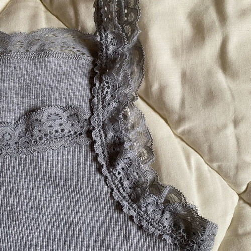 Blue motion grey women's vest size M like new with lace details