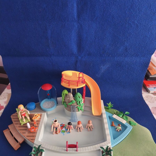 Playmobil pool with family figures and accessories