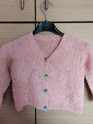 Handmade baby cardigan like new knitted with strawberry buttons