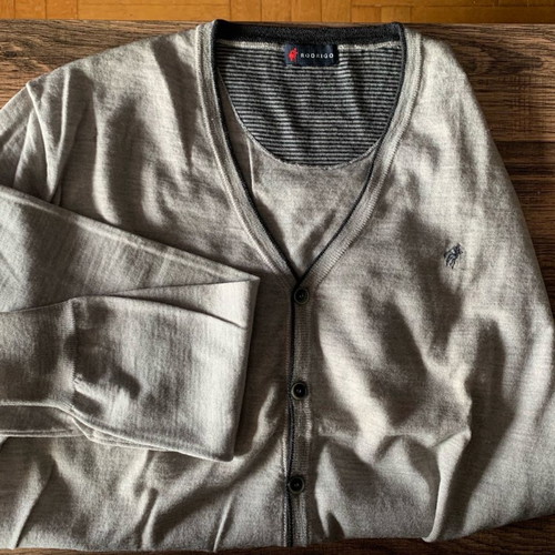 Rodrigo cardigan used, 100% Lana wool, gray, XXL