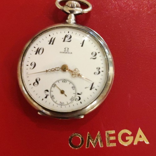Omega pocket watch 35mm 1915 silver 0.900 like new