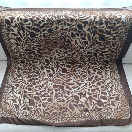 Headscarf women fashion like new, beige and brown, size 92x92 cm