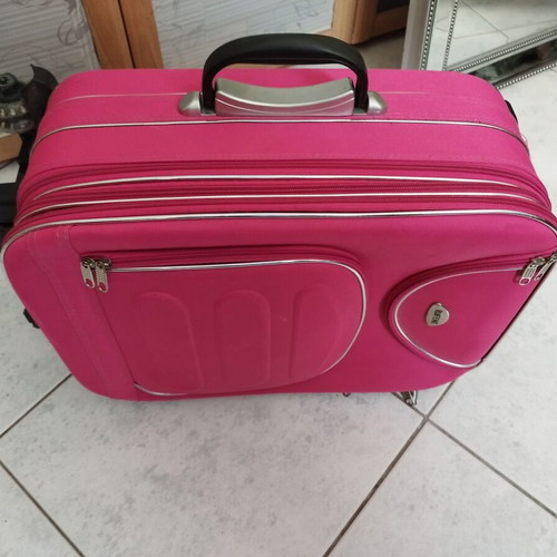 Cabin suitcase used 37x22x57 pink with non-working telescopic handle