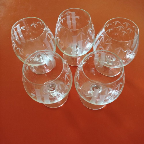 Noritake Vintage Cognac Glasses Set of 5 Bamboo Pattern like new