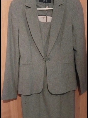 Office dress set midi sleeveless with jacket Primark like new, gray