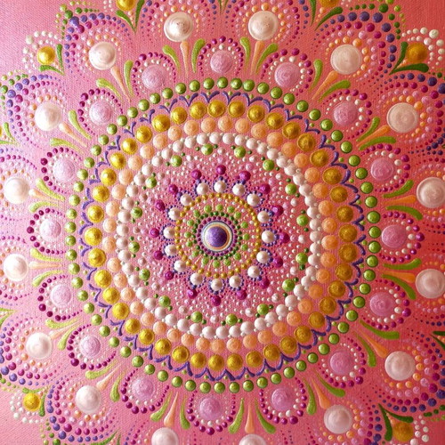 "Love" Mandala painting 40x40 cm by Energy Arts BG