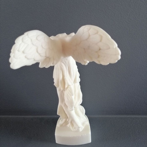 Nike of Samothrace statue used, alabaster, height 19 cm