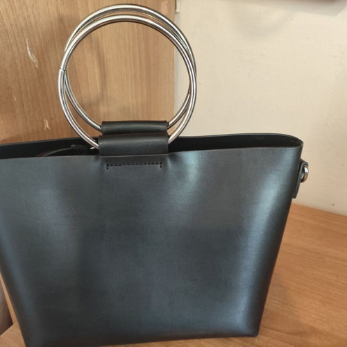 Zara mini tote bag like new, black with silver handles