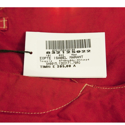 Isabel Marant cotton tie dye denim shorts used, size 42, red and white