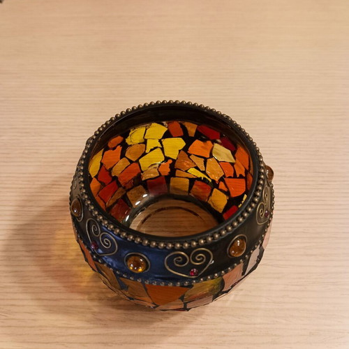 Boho Oriental Mosaic Glass Candle Holder